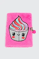 Ardene Kids Plush Cupcake Notebook in Pink