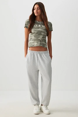 Ardene Oversized Sweatpants in Light Grey | Size | Polyester/Cotton | Fleece-Lined