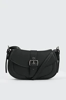 Ardene Faux Leather Crossbody Bag with Buckle in Black | 100% Recycled Polyester/Faux Leather | Eco-Conscious