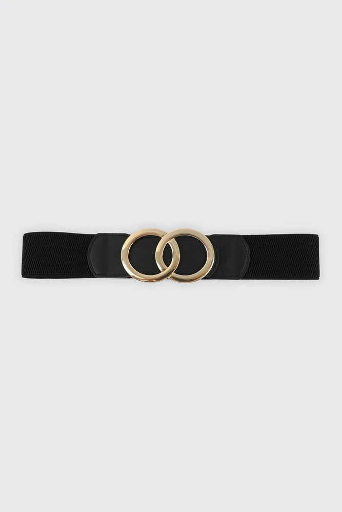 Ardene Stretch Belt with Double Loop Buckle in Gold | Size Small | Polyester