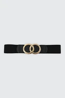 Ardene Stretch Belt with Double Loop Buckle in Gold | Size Small | Polyester