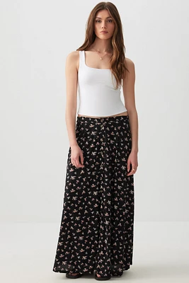Ardene Button Front Flowy Maxi Skirt | Size | Polyester/Spandex