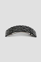 Ardene Quilted Rhinestone Barrette in Black