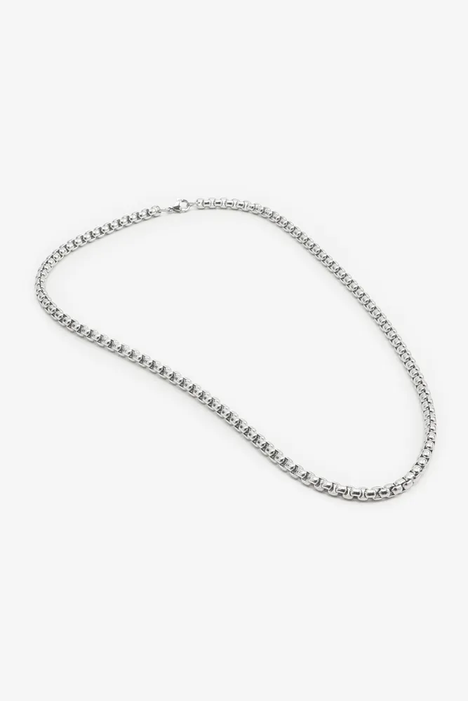 Ardene Man Round Chain Link Necklace For Men in Silver | Stainless Steel