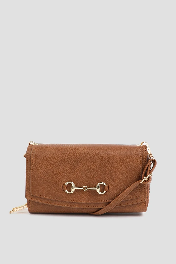 Ardene Crossbody Wallet with Horsebit in | 100% Recycled Polyester/Faux Leather | Eco-Conscious