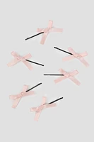 Ardene 6-Pack Bow Hair Pins in Light Pink