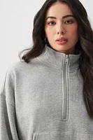 Ardene MADESOFT Fleece Half Zip Sweatshirt in Earl Grey | Size | Polyester/Cotton | Eco-Conscious