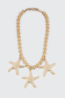 Ardene Chunky Starfish Chain Necklace in Gold
