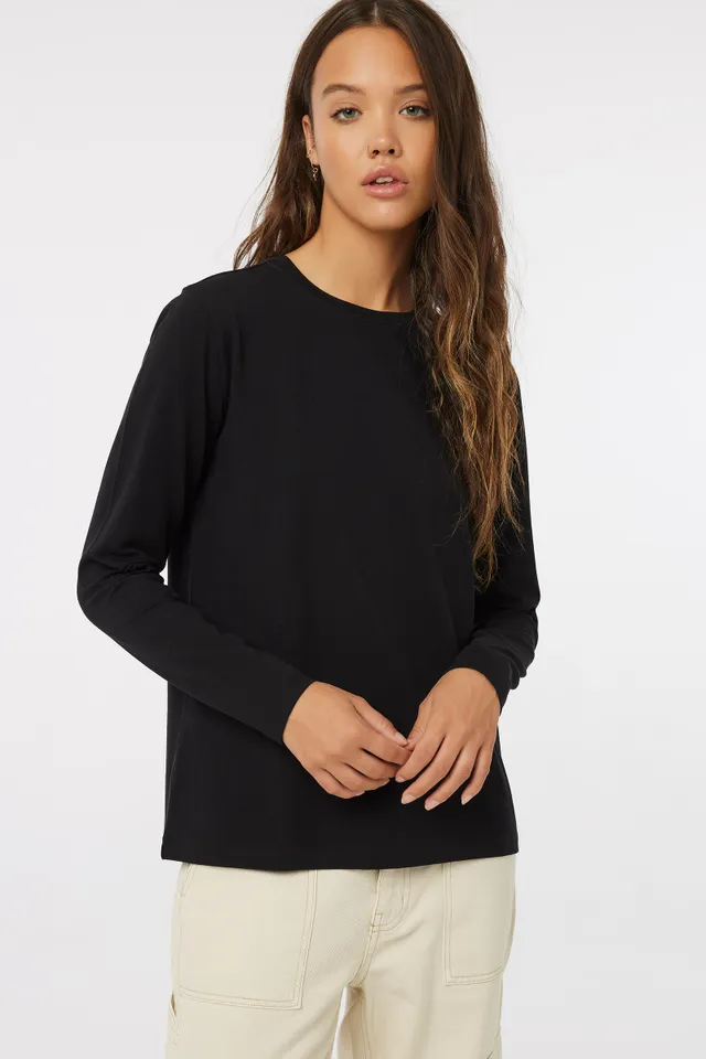 Ardene Short Crew Neck Rib Tee in Light, Size