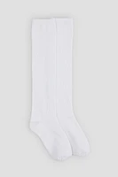 Ardene Kids 2-Pack Knee-High Socks in White | Polyester/Spandex