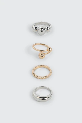 Ardene 4-Pack Sphere Bubble Rings in Silver | Size