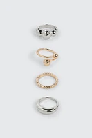 Ardene 4-Pack Sphere Bubble Rings in Silver | Size
