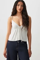 Ardene Plunge Babydoll Tank Top in Light Grey | Size | Rayon/Spandex