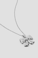 Ardene Bow Pendant Chain Necklace in Silver