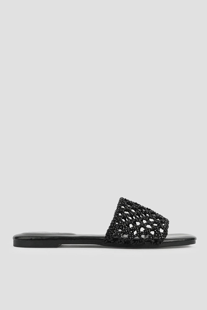 Ardene Basket Weave Flat Sandals in | Size | Faux Leather | Eco-Conscious