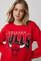 Ardene Bulls Sweatshirt in Red | Size | Polyester/Cotton | Fleece-Lined