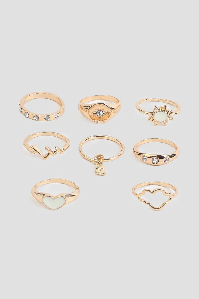 Ardene -Pack Celestial Rings in Gold | Size