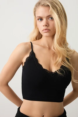 Ardene Lace Trim PJ Tank Top in | Size | Nylon/Spandex | Eco-Conscious
