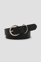 Ardene Round Buckle Belt in Gold | Size | Faux Leather