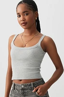 Ardene Basic Ribbed Scoop Neck Tank Top in Light | Size | Cotton/Elastane | Eco-Conscious