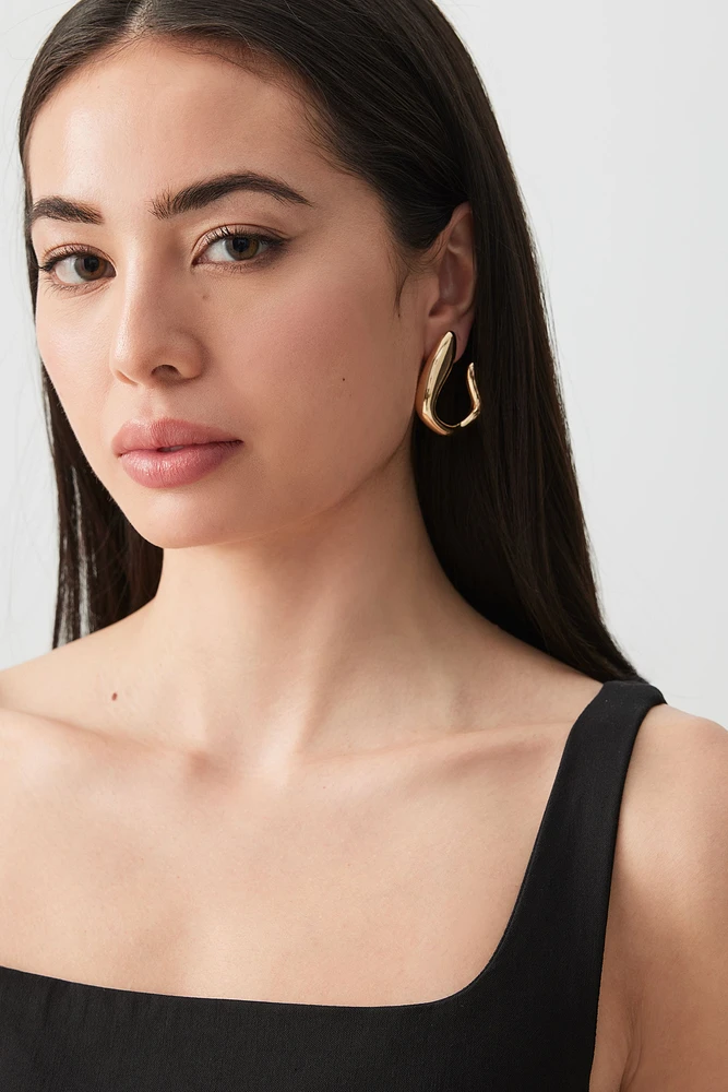 Ardene Irregular Hoop Earrings in Gold | Stainless Steel