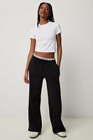 Ardene Boxer Waistband Wide Leg Sweatpants in | Size | Polyester/Cotton | Fleece-Lined