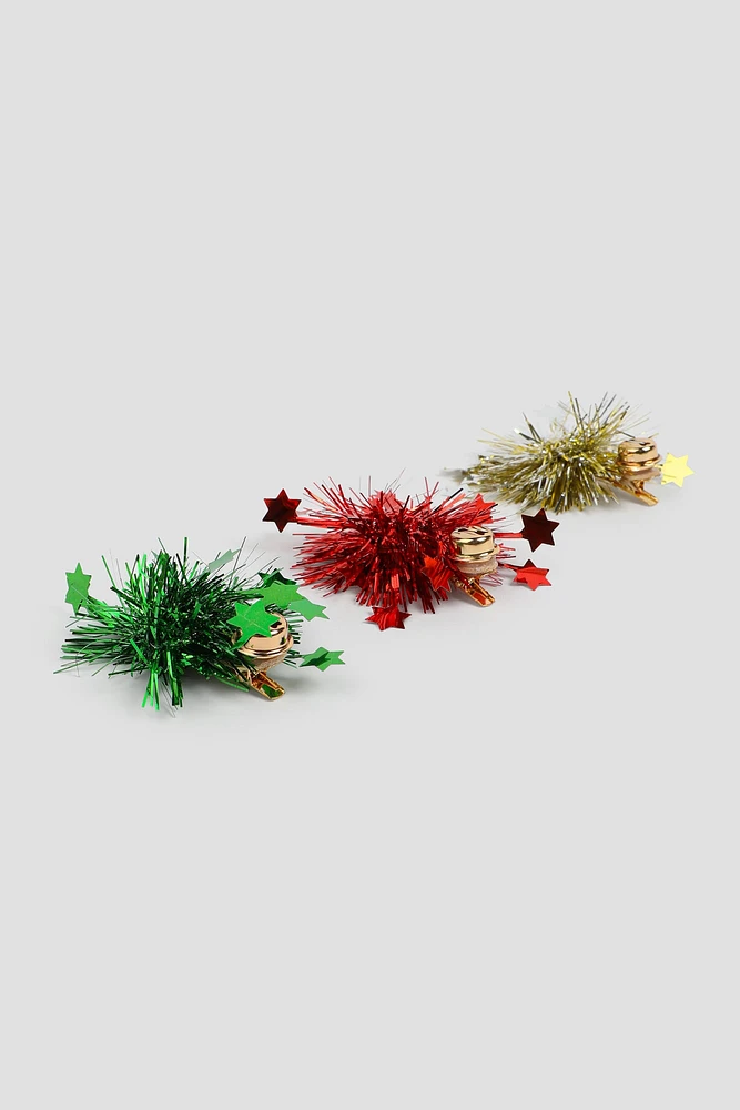 Ardene 3-Pack Tinsel Bell Hair Clips