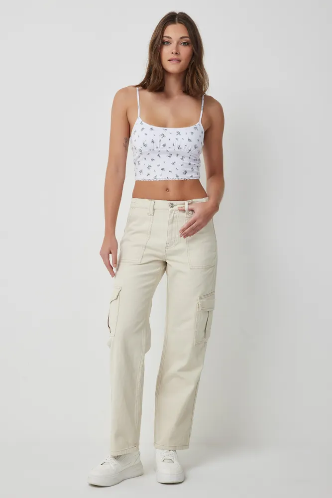 Buy Ardene Cotton Baggy Pants In Beige