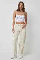 Ardene High Rise 90's Cargo Jeans in Beige | Size | 100% Cotton