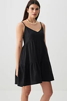 Ardene Crinkle Mini Tiered Dress in | Size | 100% Cotton