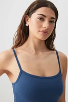 Ardene Scoop Neck Fitted Tank Top in Dark Blue | Size | Nylon/Elastane | Eco-Conscious