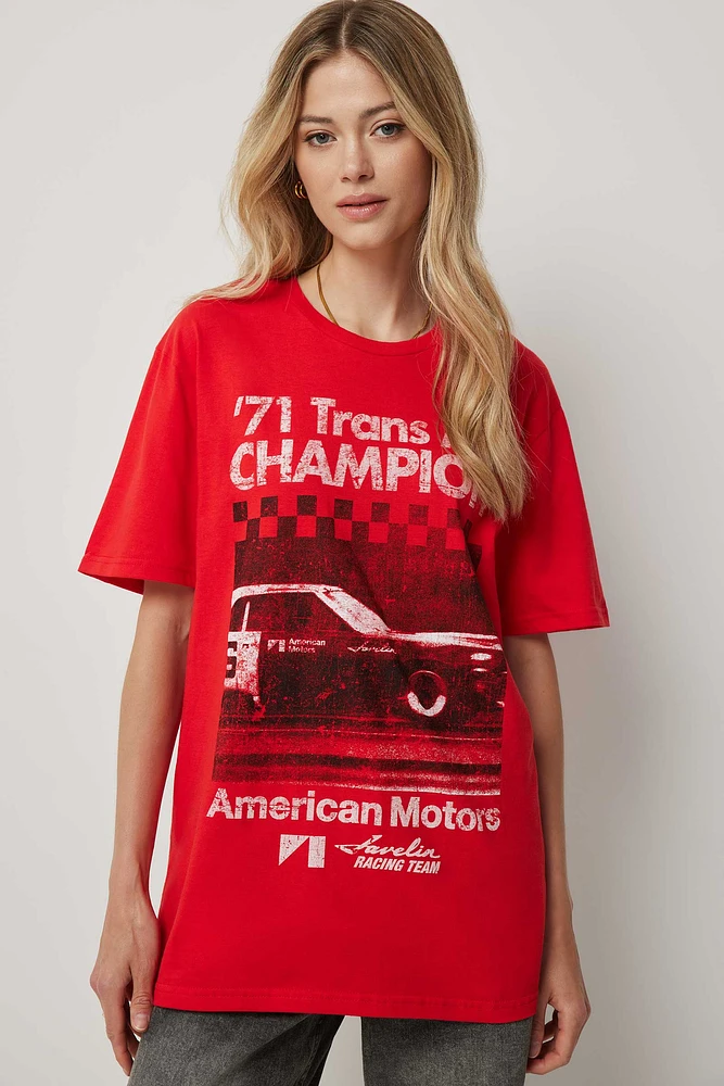 Ardene American Motors Racer T-Shirt in Red | Size | 100% Cotton