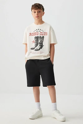 Ardene Kids French Terry Bermuda Shorts in Black | Size | Polyester/Cotton | Eco-Conscious