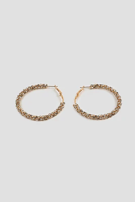 Ardene MM Rhinestone Hoop Earrings in Gold | Stainless Steel