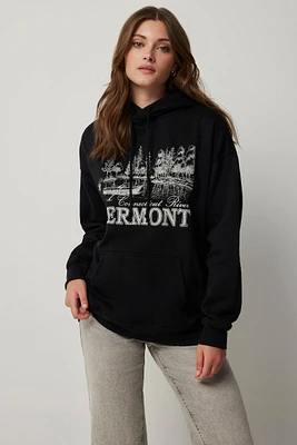 Ardene Graphic Oversized Hoodie in | Size | Polyester/Cotton | Fleece-Lined