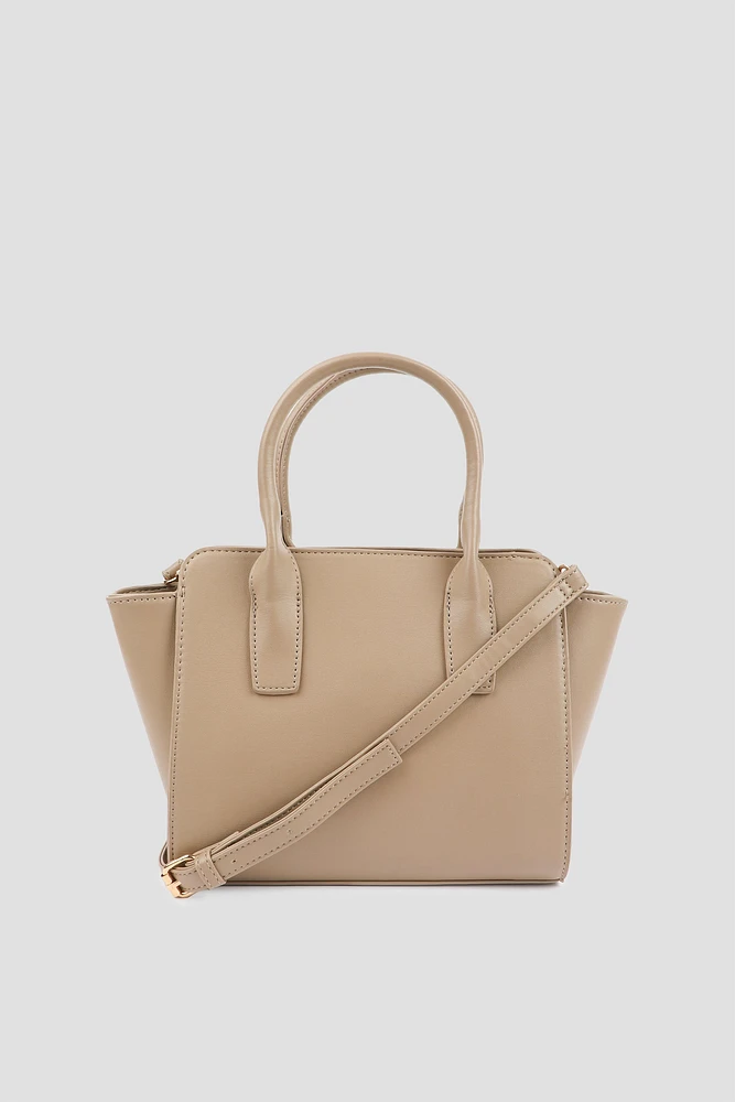 Ardene Sleek Tote Bag in Beige | Faux Leather/Polyester