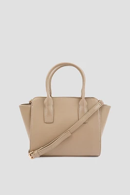 Ardene Sleek Tote Bag in Beige | Faux Leather/Polyester