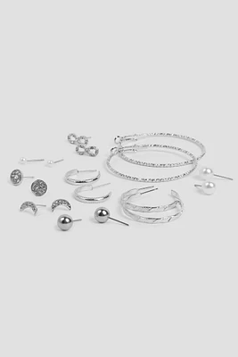 Ardene -Pack Assorted Stud & Hoop Earrings in Silver | Stainless Steel
