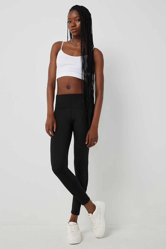 Ardene Leggings with Mesh Detail in Black | Size | Polyester/Spandex