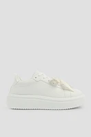 Ardene Platform Sneakers with Removable Bow in White | Size | Eco-Conscious