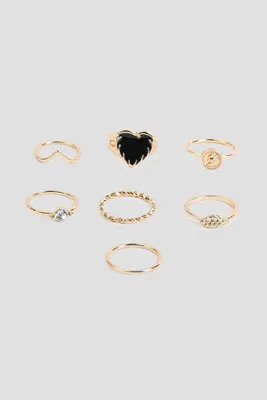 Ardene 7-Pack Assorted Gold Tone Rings | Size Small