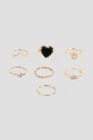 Ardene 7-Pack Assorted Gold Tone Rings | Size Small