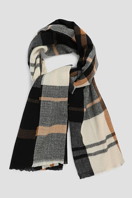 Ardene Plaid Scarf in Black | Polyester