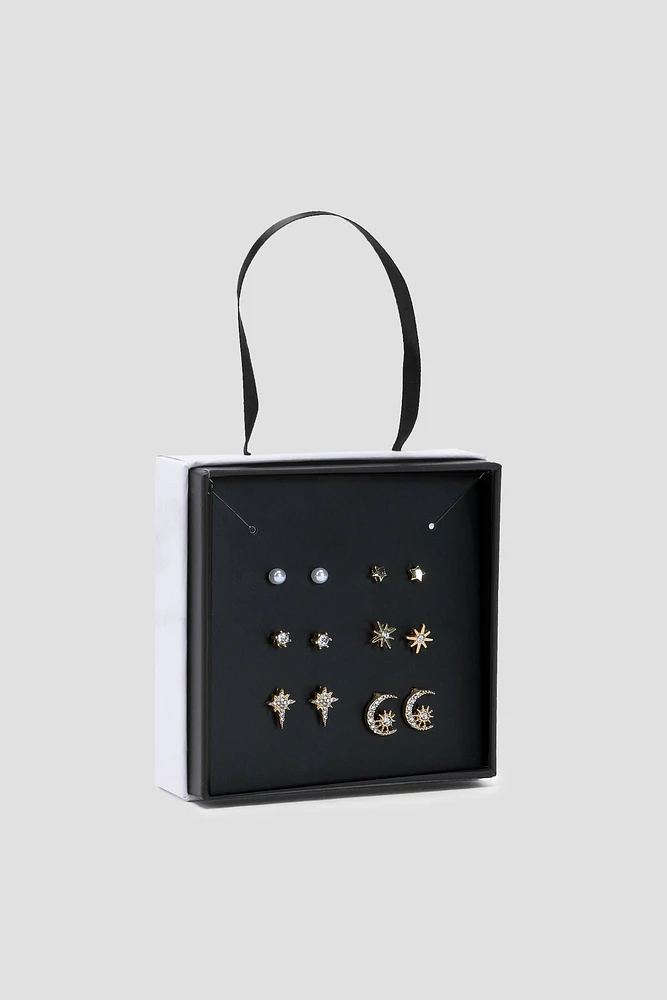 Ardene 6-Pack Celestial Stud Earrings in Gold | Stainless Steel