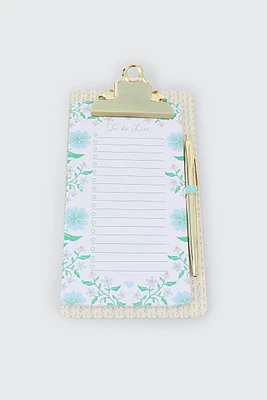 Ardene Memo Pad & Pen Set in Light Blue