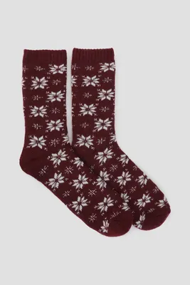 Ardene Fair Isle Boot Socks in Brown | Polyester/Spandex