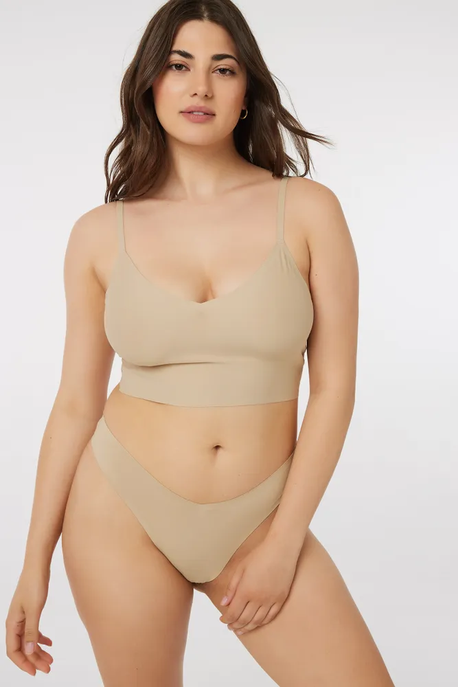Ardene Invisible V-Shaped Thong in Beige, Size Large