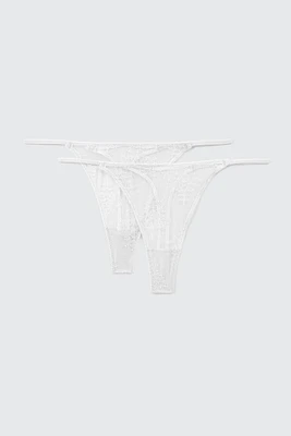 Ardene 2-Pack Lace Thong Panties in | Size | Nylon/Elastane