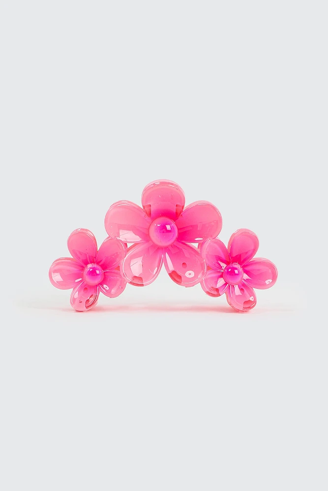 Ardene Daisy Hair Claw in Medium Pink