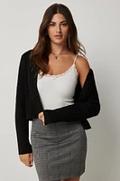 Ardene Lace Trim Scoop-Neck Bodysuit in | Size | Polyester/Elastane